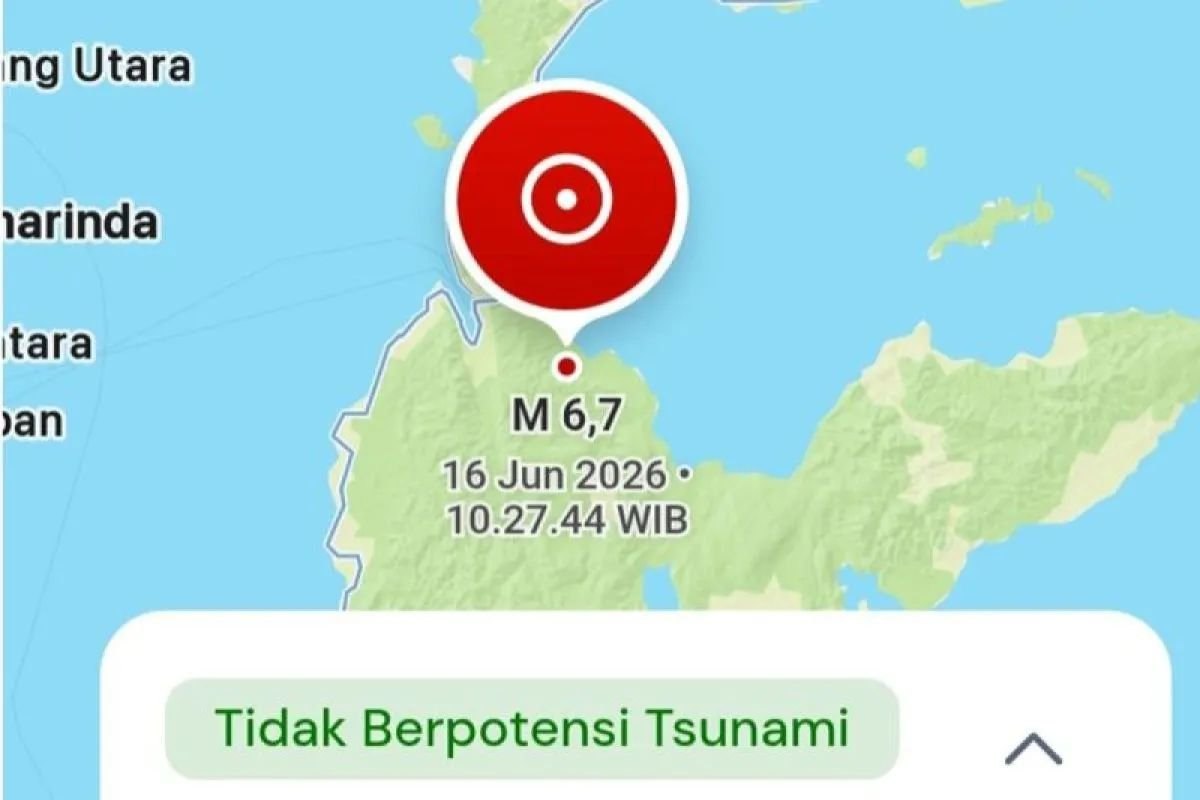 BMKG: Gempa Tektonik Daratan Magnitudo 6,7 Guncang Wilayah Palu