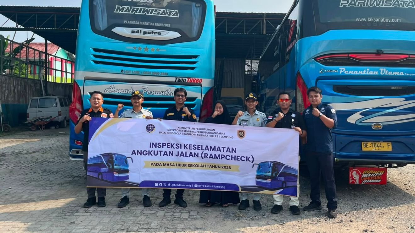Gelar Ramp Check Bersama BPTD Kelas II Lampung, Jasa Raharja Lampung Dukung Keselamatan Angkutan Umum